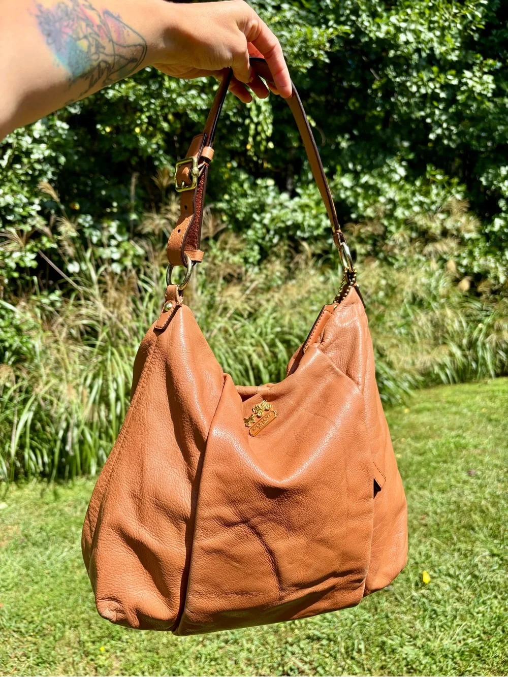 Coach Madison Isabelle 21224 Cognac Brown Leather Slouchy Hobo Shoulder Bag Y2K
